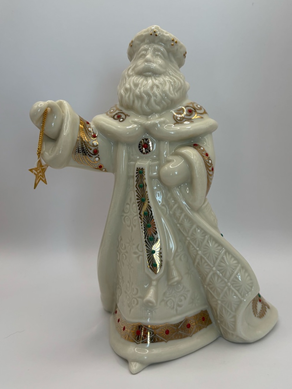 Lenox Victorian Santa White and Gold Ceramic Figurine